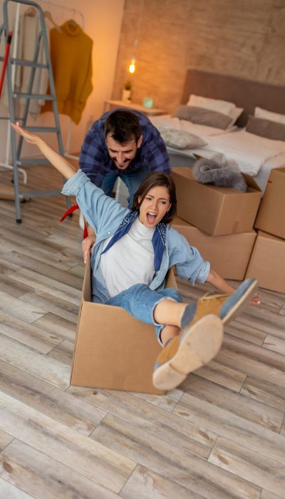 Couple moving in their new home